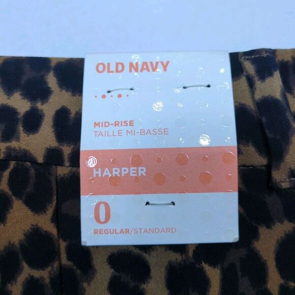 Old Navy Harper Mid Rise Pants Womens Sz 0 Leopard Cheetah Brown Black 28x25 NWT - Picture 4 of 13